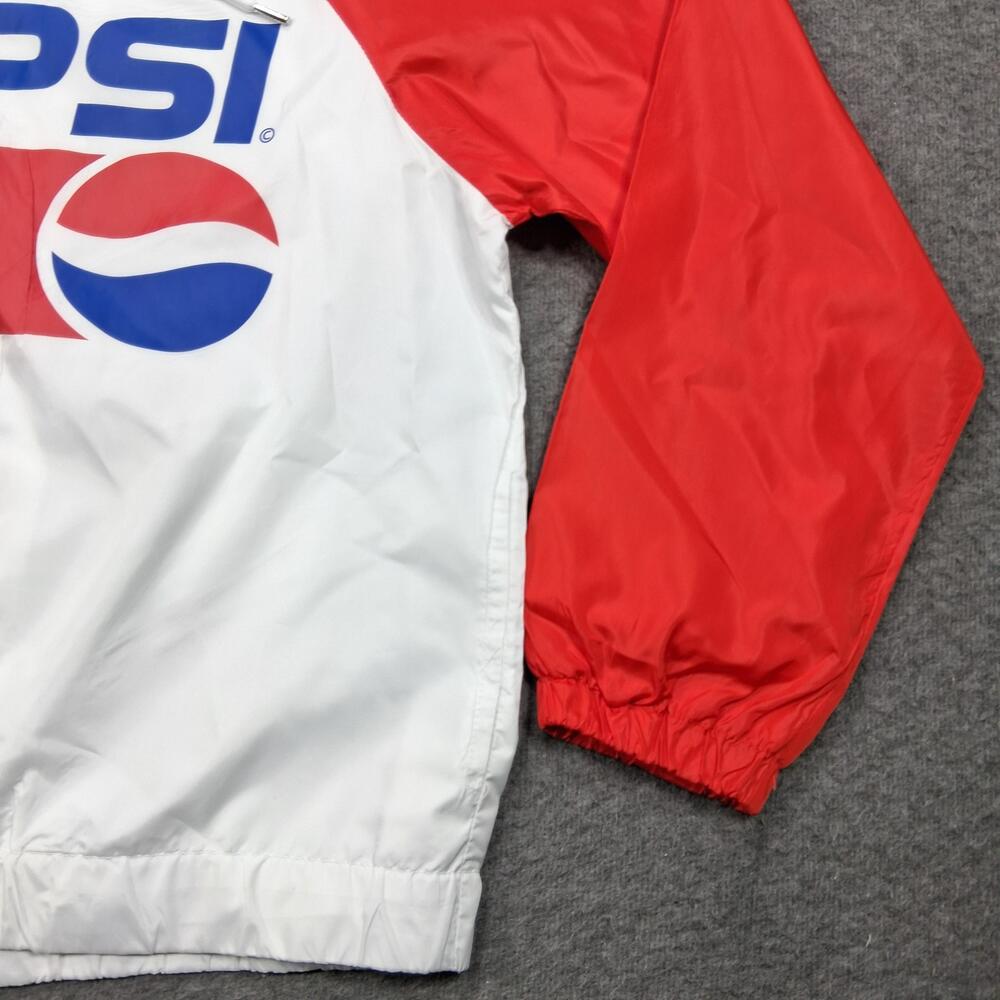 Pepsi Jacket Womens Medium Red White Blue Hooded Full Zip Logo Windbreaker - Picture 10 of 16